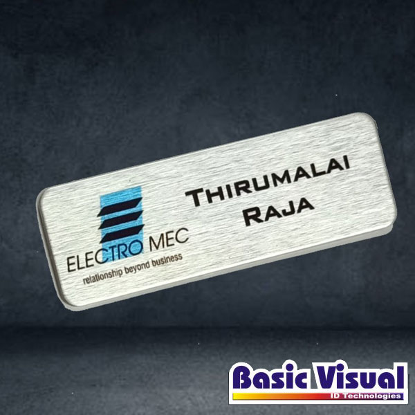 SS Rectangle Advertising Name Badges/Tags | 1 inch X 3 inch | Full Colour digital Printed