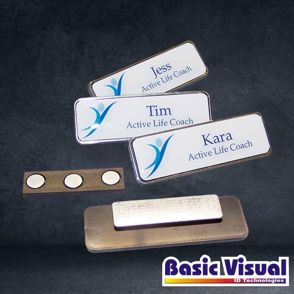 Metallic Custom Colour Reusable Name Badges - Basic Visual Id Technologies