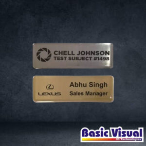 Metallic PVC Name Badges (Gold & Silver) with Pin