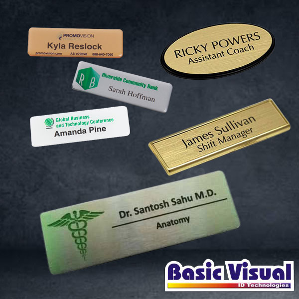 PVC Metallic Name Badges/Tags (Gold / Silver)