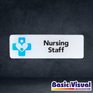 white-reusable-hospital-staff-name-badges-tags-65-mm-x-35-mm-1-2-colour-silkscreen-print