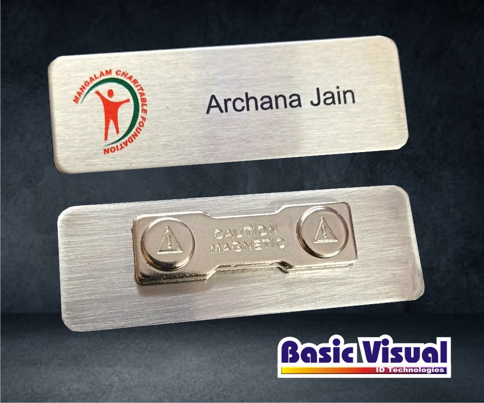 SS Rectangle Name Badges/Tags for Events 1 inch X 3 inch Full Colour digital Printed